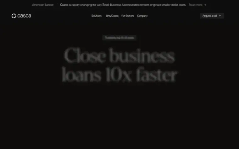 Screenshot of the Casca homepage
