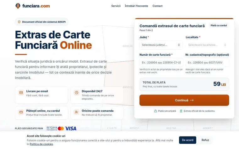 Screenshot of the Funciara.com homepage