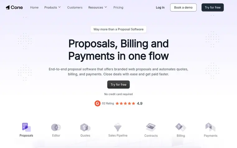 Screenshot of the Cone homepage