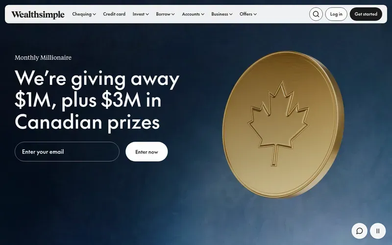Screenshot of the Wealthsimple homepage