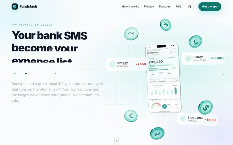 Screenshot of the Fundstash homepage
