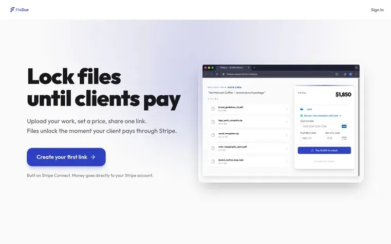 Screenshot of the FileDue homepage