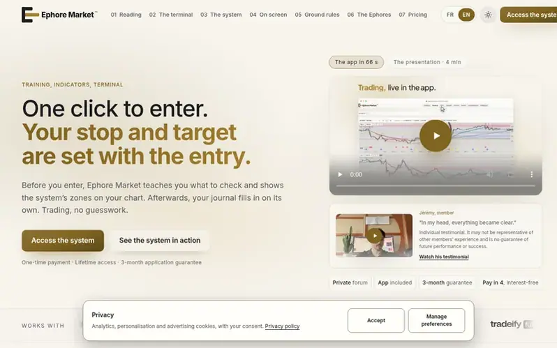 Screenshot of the Ephore Market™ homepage