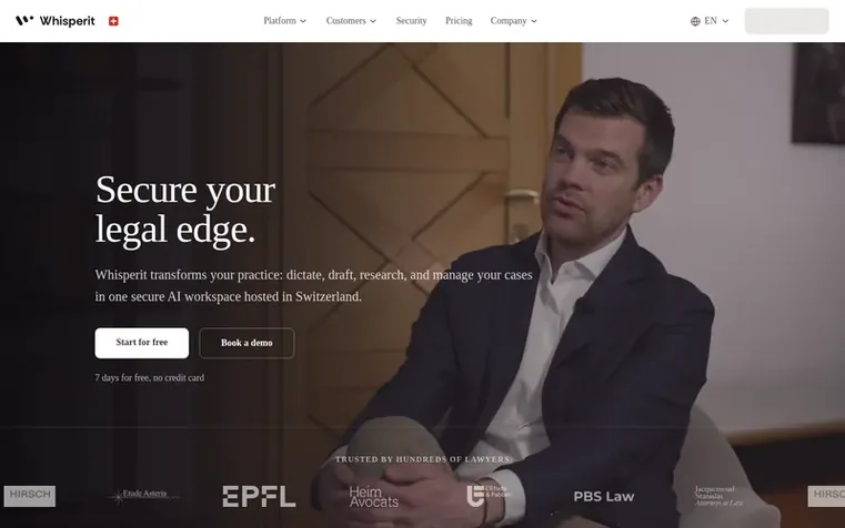 Screenshot of the Whisperit homepage