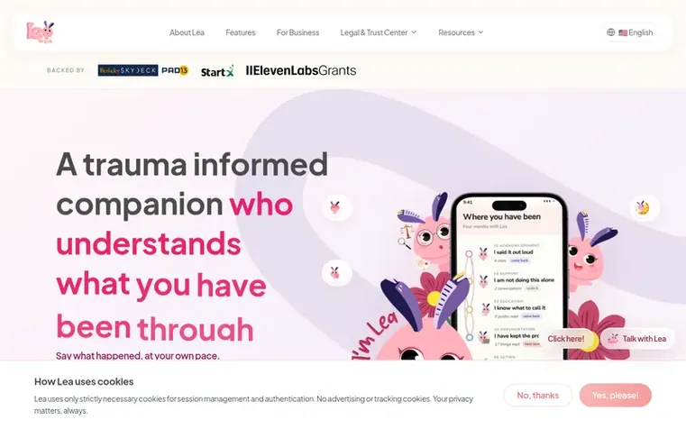 Screenshot of the Lea homepage