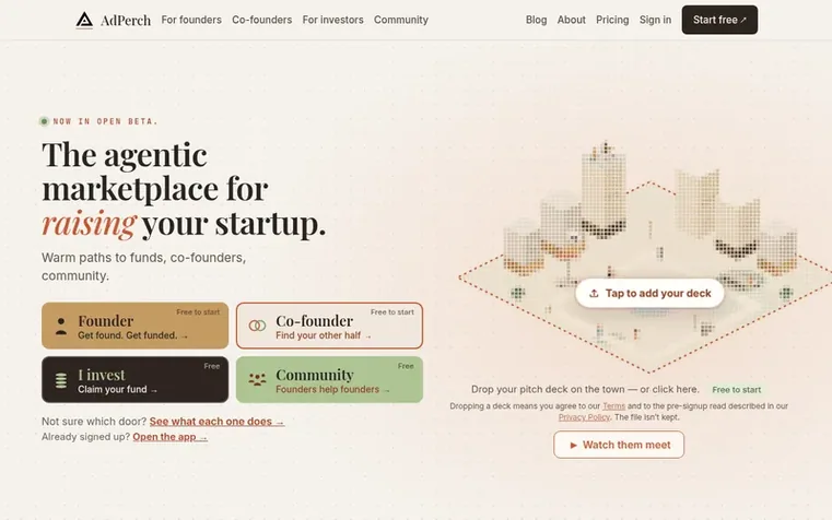 Screenshot of the AdPerch homepage