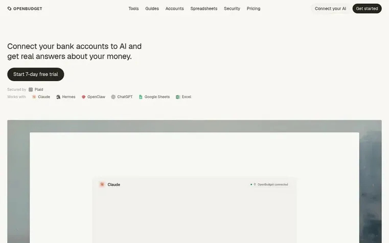 Screenshot of the OpenBudget homepage