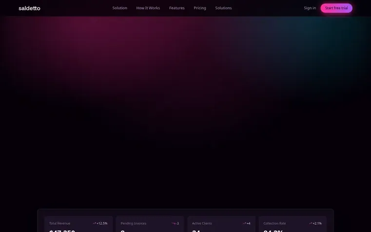 Screenshot of the Saldetto homepage