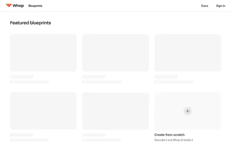 Screenshot of the Whop homepage