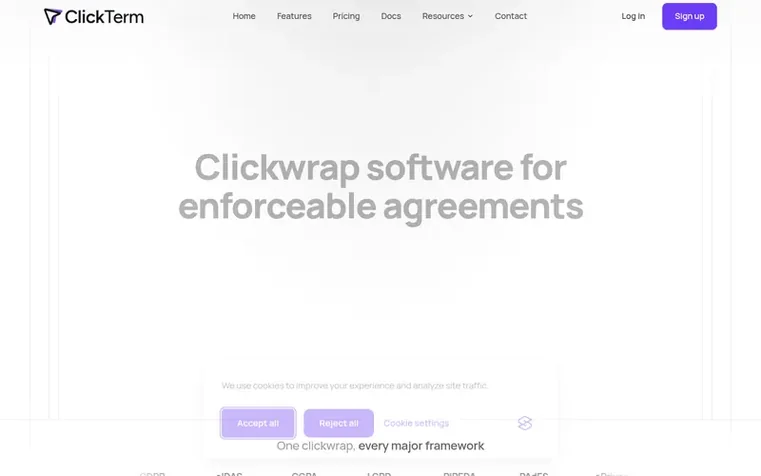 Screenshot of the ClickTerm homepage