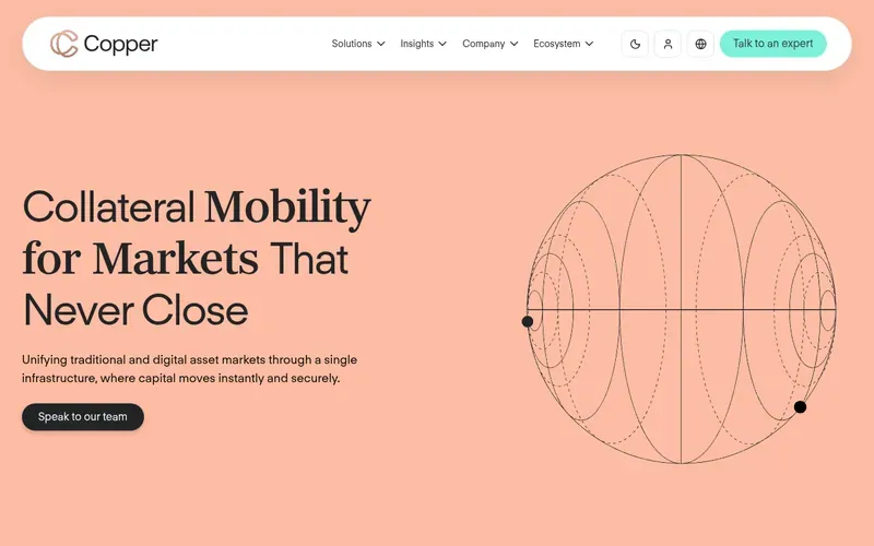Screenshot of the Copper homepage