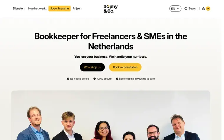 Screenshot of the Sophy & Co. homepage