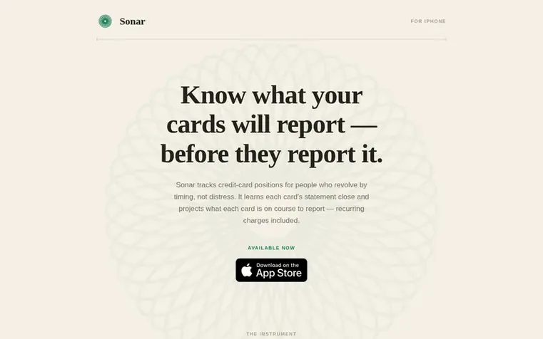 Screenshot of the Sonar homepage