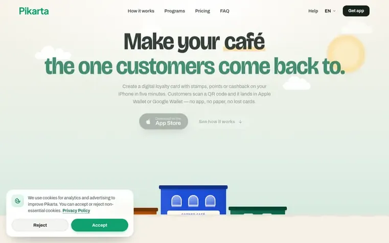 Screenshot of the Pikarta homepage