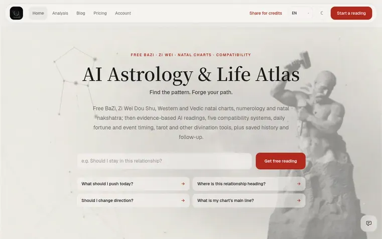 Screenshot of the FateForge homepage