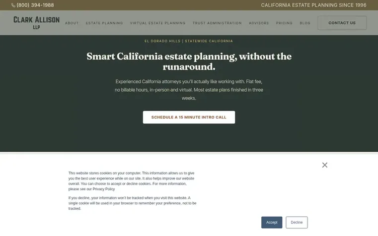 Screenshot of the Clark Allison homepage
