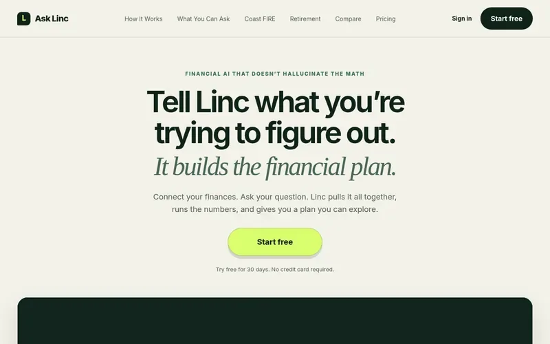 Screenshot of the Ask Linc homepage