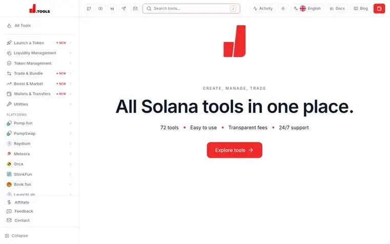Screenshot of the J Tools homepage