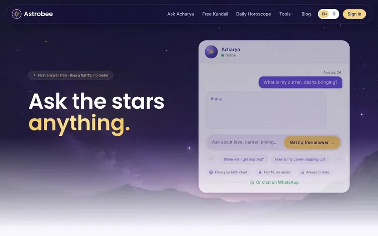 Screenshot of the Astrobee homepage