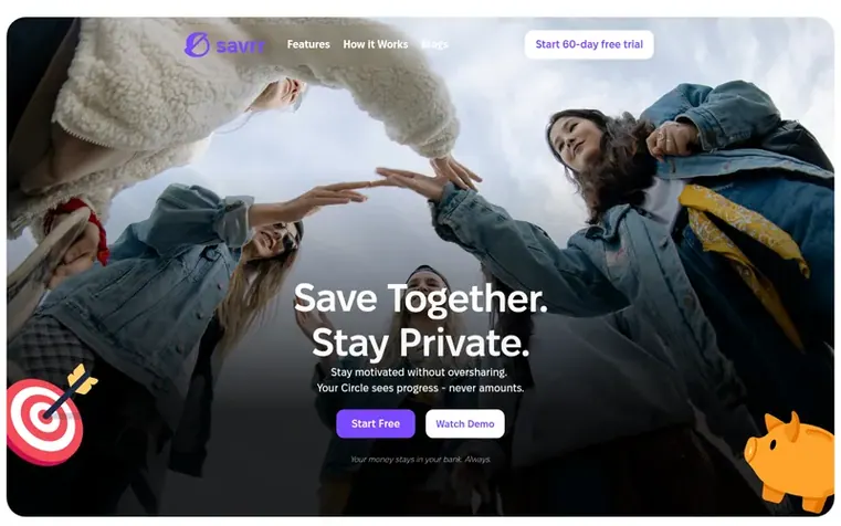 Screenshot of the Savrr homepage