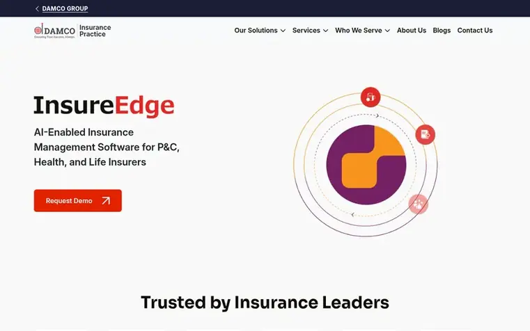 Screenshot of the InsureEdge homepage