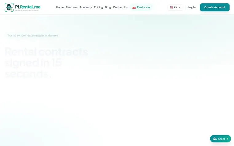 Screenshot of the PLRental.ma homepage