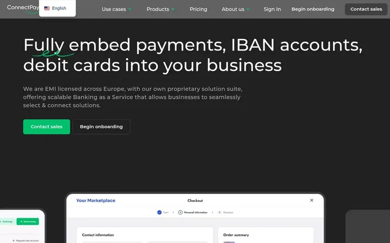 Screenshot of the ConnectPay homepage