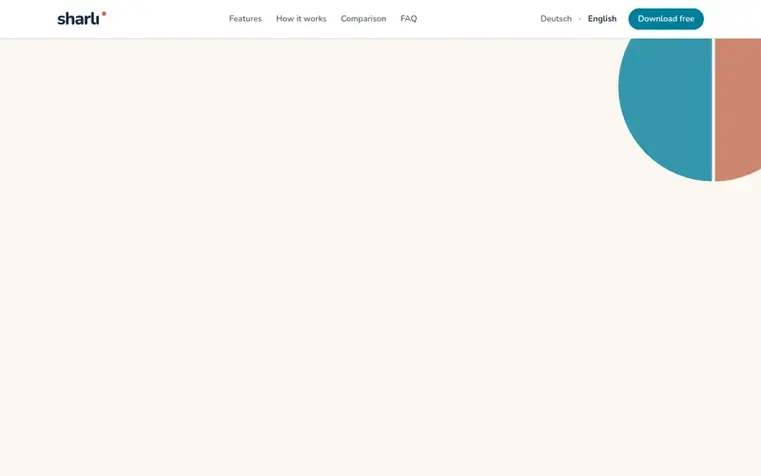 Screenshot of the Sharli homepage