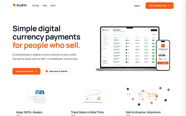 Screenshot of the Brykto homepage