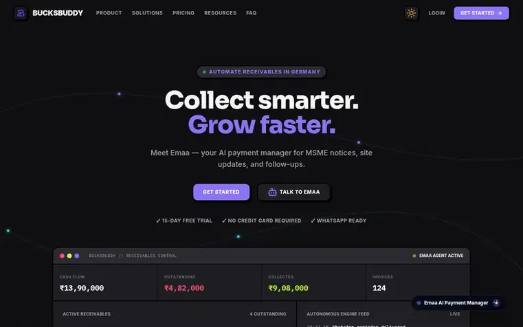 Screenshot of the BucksBuddy homepage