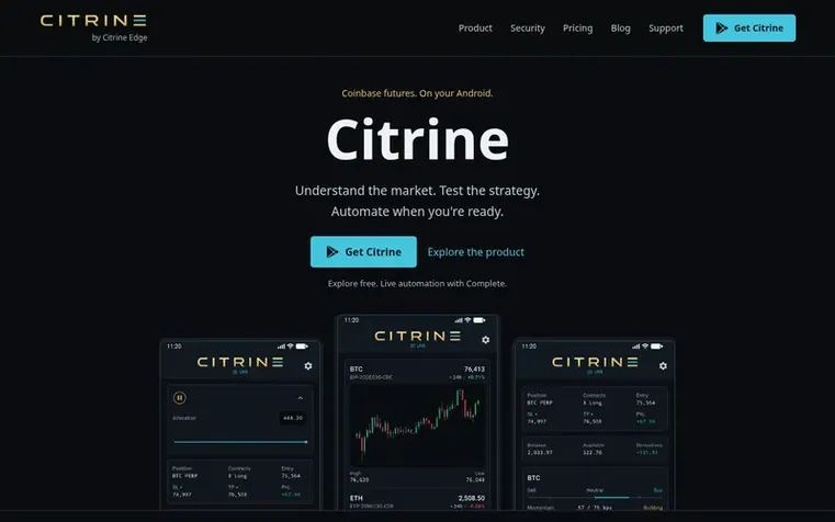 Screenshot of the Citrine™ homepage
