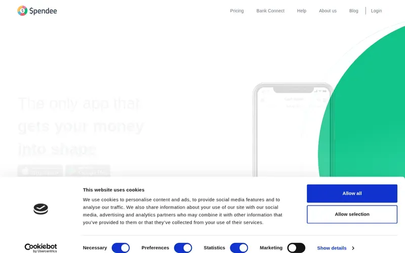 Screenshot of the Spendee homepage