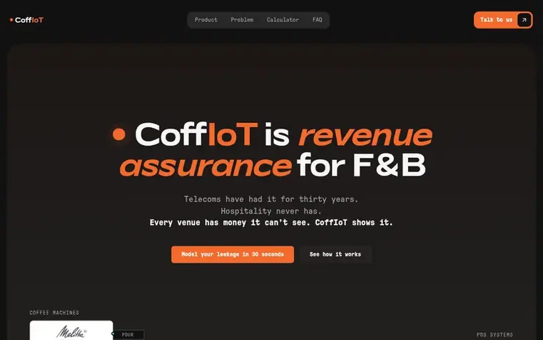Screenshot of the CoffIoT homepage