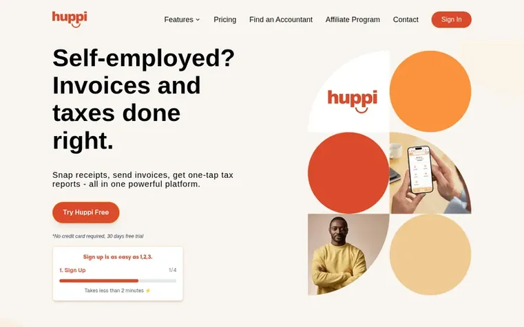 Screenshot of the Huppi homepage