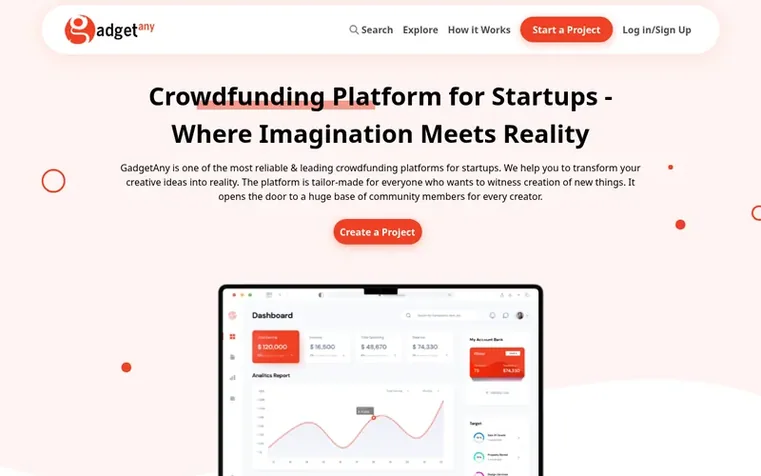 Screenshot of the GadgetAny homepage