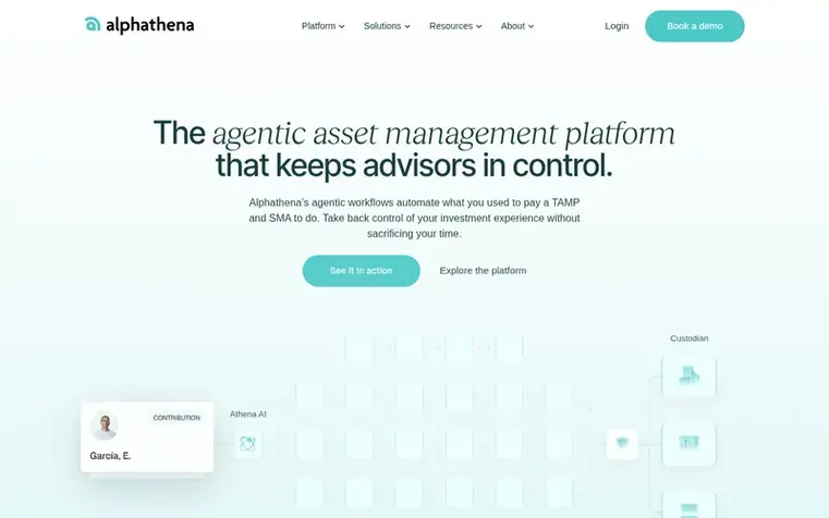 Screenshot of the Alphathena homepage