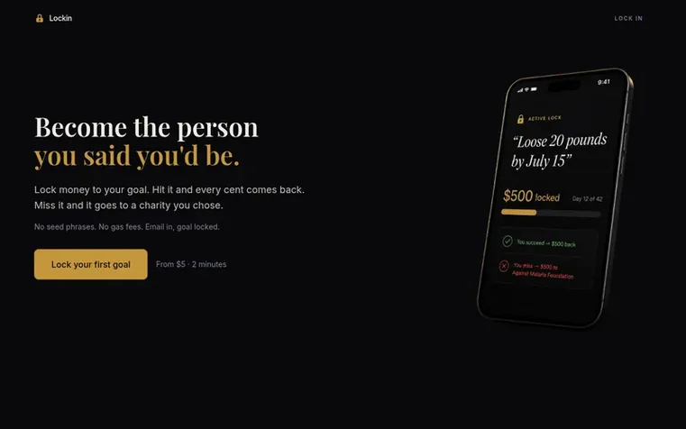 Screenshot of the Lockin homepage