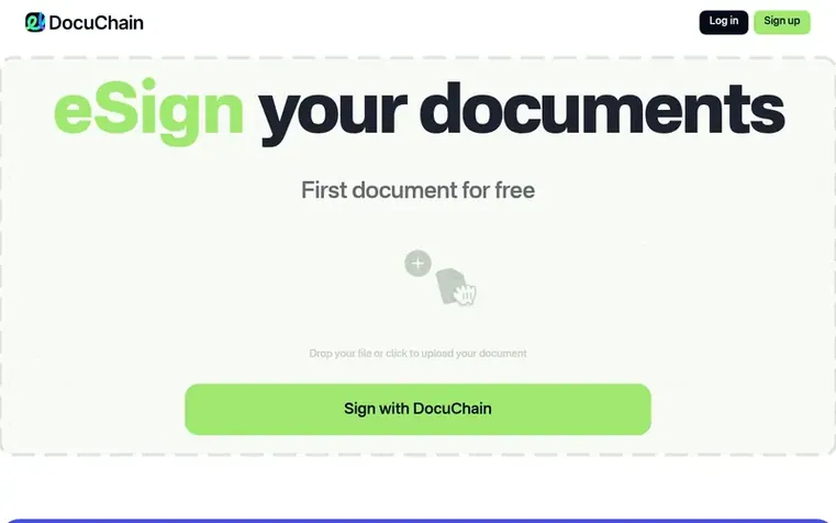 Screenshot of the DocuChain homepage