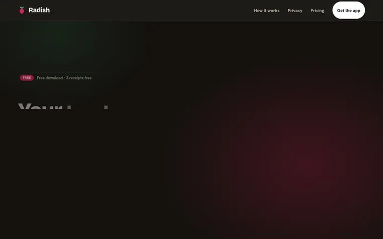Screenshot of the Radish homepage