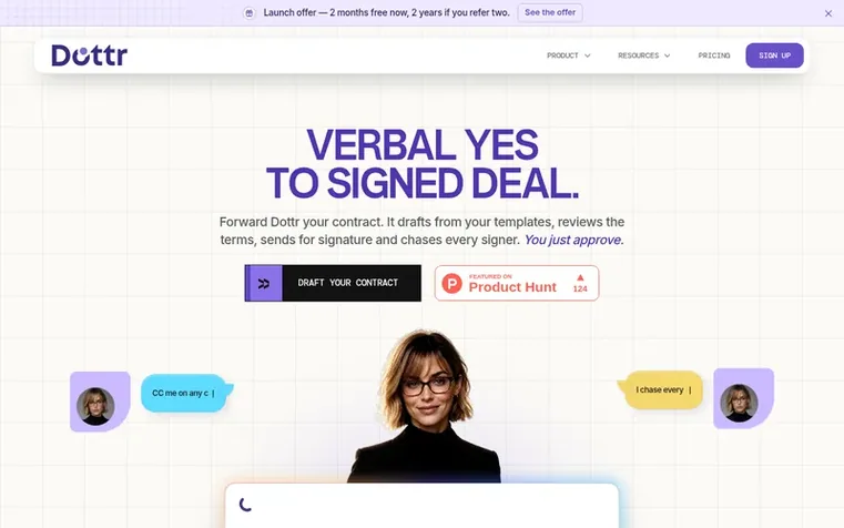 Screenshot of the Dottr homepage