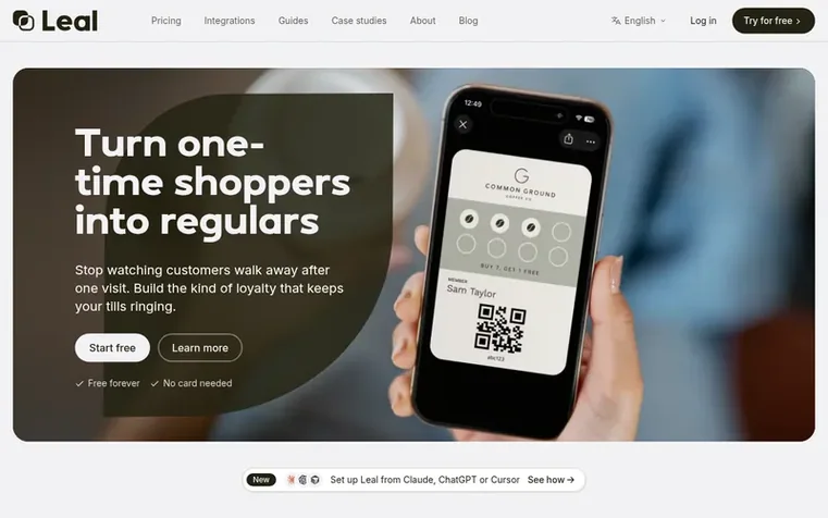 Screenshot of the Leal homepage