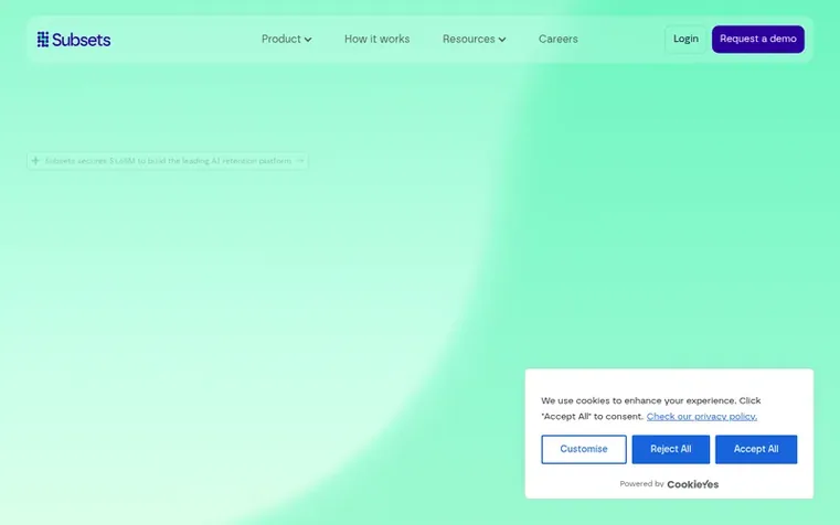 Screenshot of the Subsets homepage
