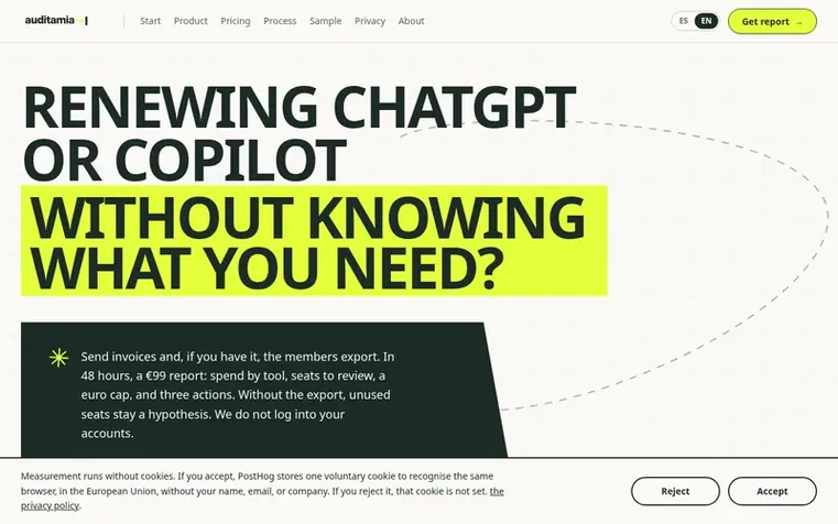Screenshot of the auditamia homepage