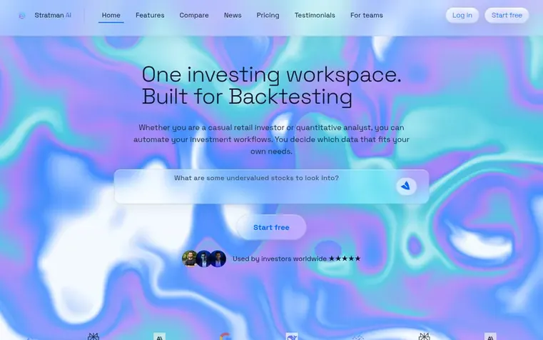 Screenshot of the Stratman AI homepage