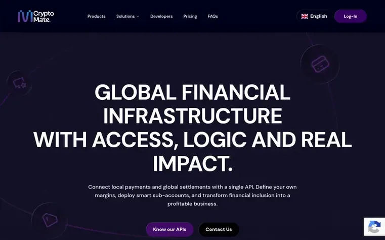 Screenshot of the CryptoMate homepage