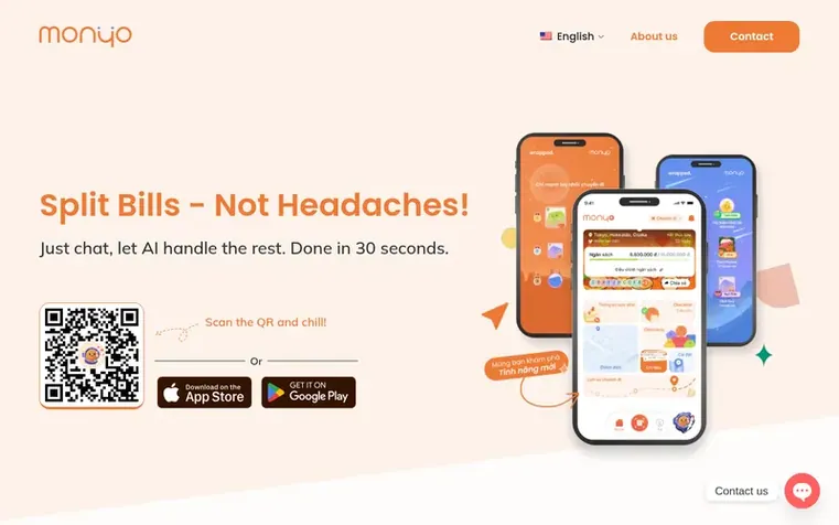 Screenshot of the Monyo homepage