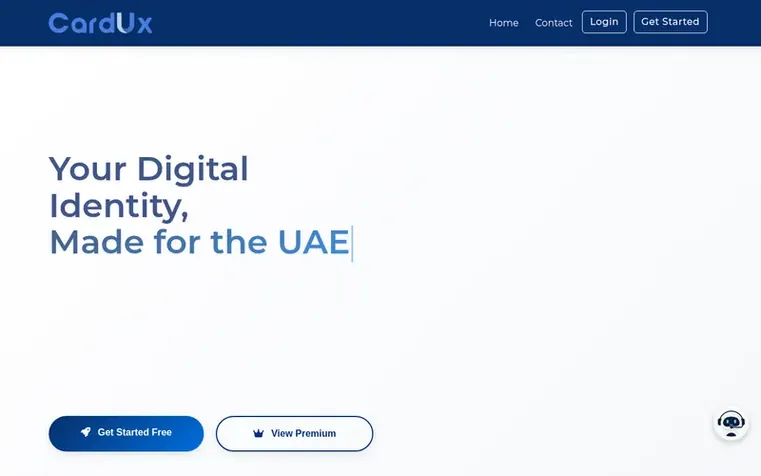 Screenshot of the CardUx homepage