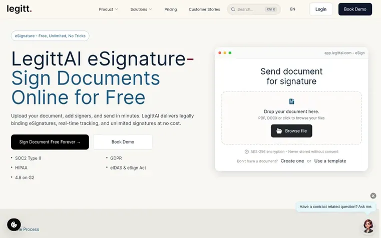 Screenshot of the LegittAI homepage