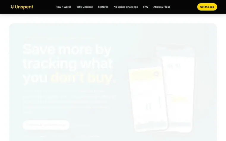 Screenshot of the Unspent homepage