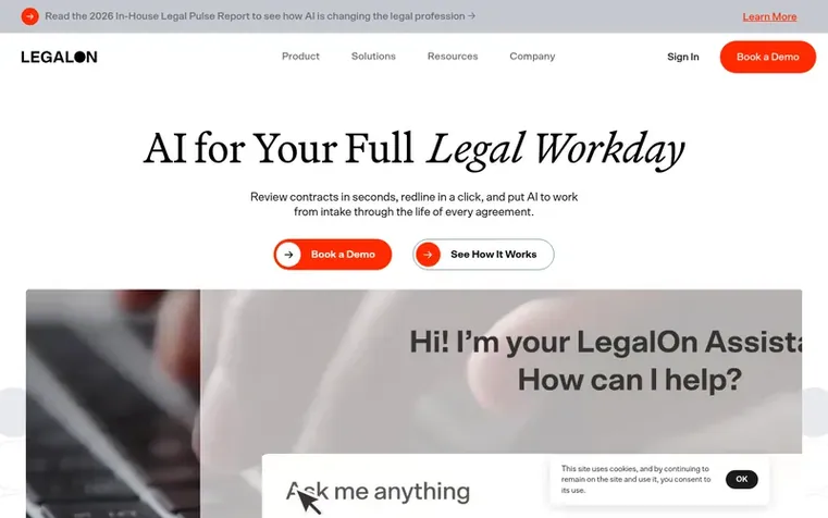 Screenshot of the LegalOn homepage